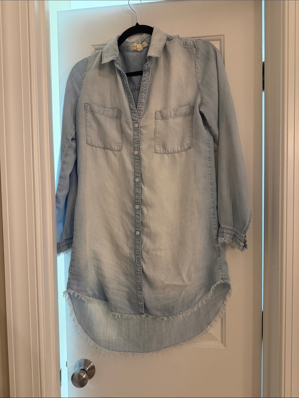 cloth & stone Light Wash Chambray Shirt Dress - Light Blue
